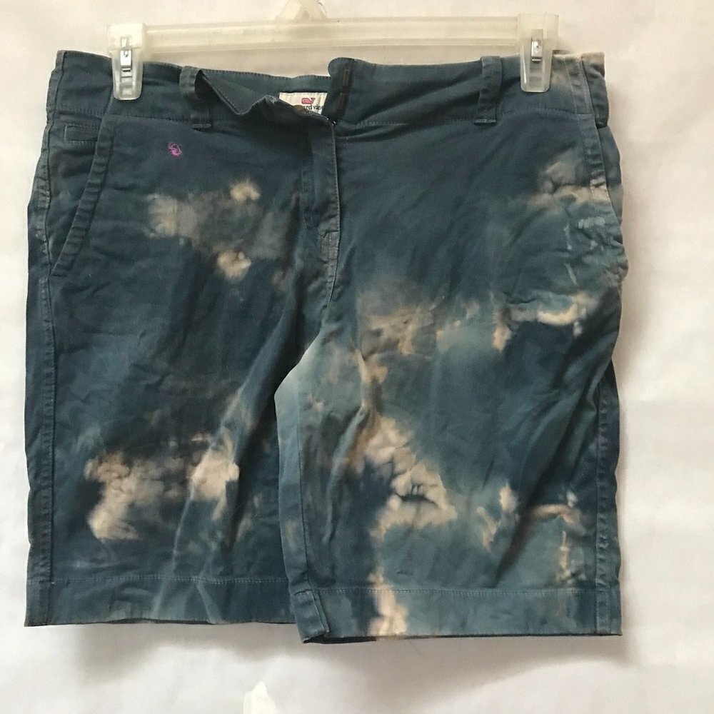 Vineyard Vines X Custom BLue Cotton Tie Dye Shorts Size 8 Soft Golf Tennis - Picture 2 of 5